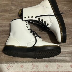 Dr. Martens White Leather Boots with Black Accents